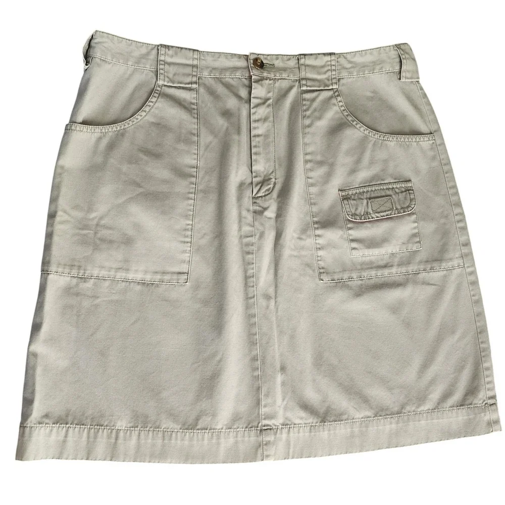 Eddie Bauer Cargo Skirt Women 16 Khaki Sage Solid Straight Y2K Earthy Gorpcore